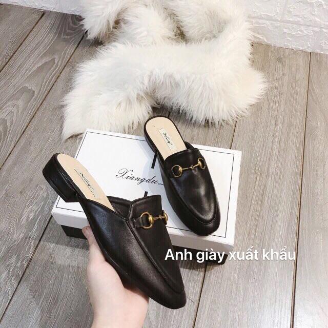DL05 -Dép lê/ sục nữ siêu hót da lì mũi vuông khoá hàng loai 1 full box