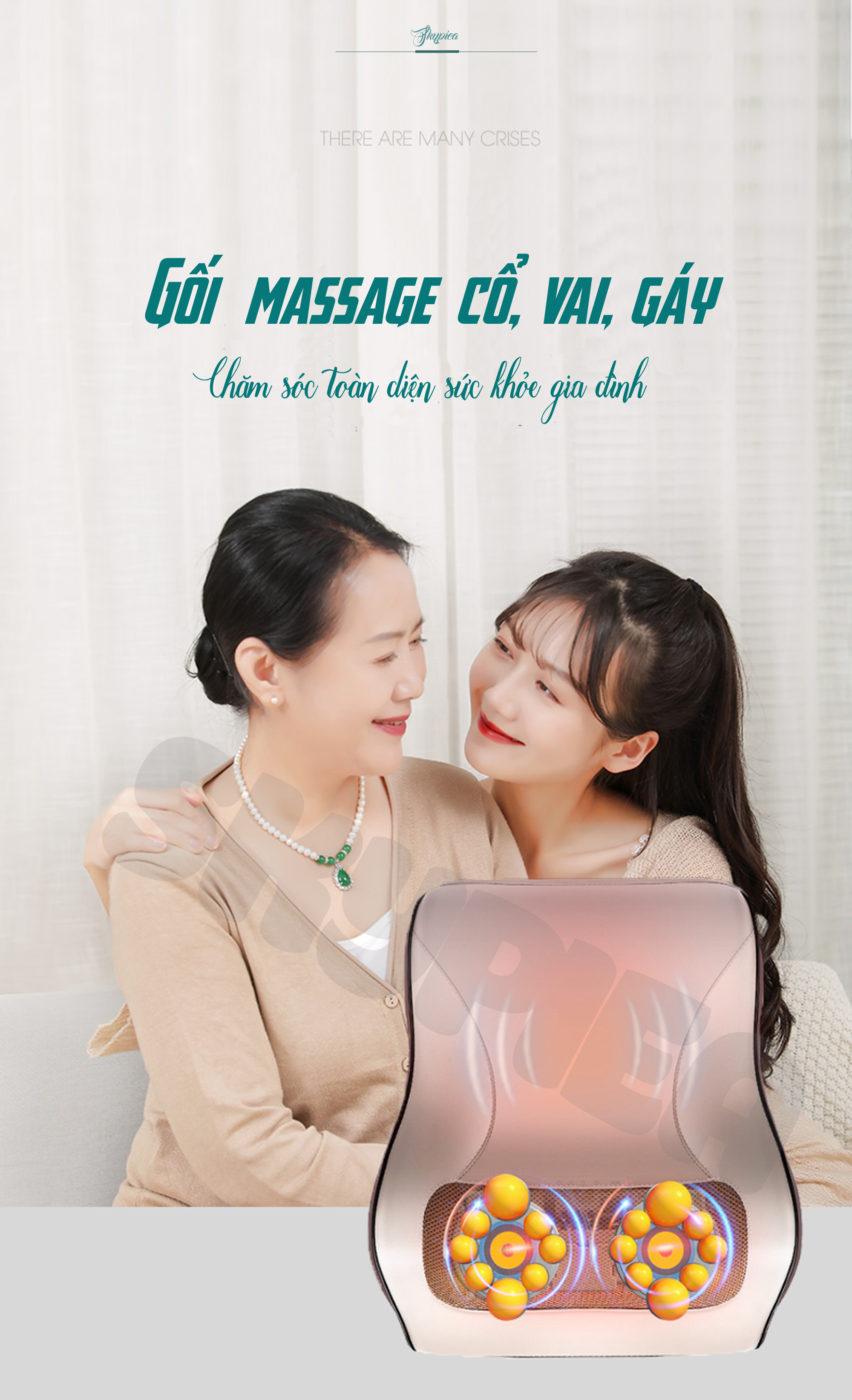 Gối Massage Hồng Ngoại- Model 2021 - 16 Đầu Bi Mát Xa - Thương Hiệu SKYPIEA -  Sử Dụng Pin Sạc - Đệm Massage Toàn Thân