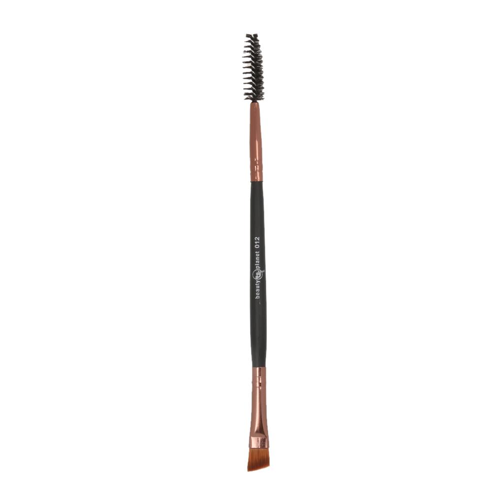 Cosmetic Makeup Wood Handle Double Eyebrow Brush + Eyebrow Comb Black