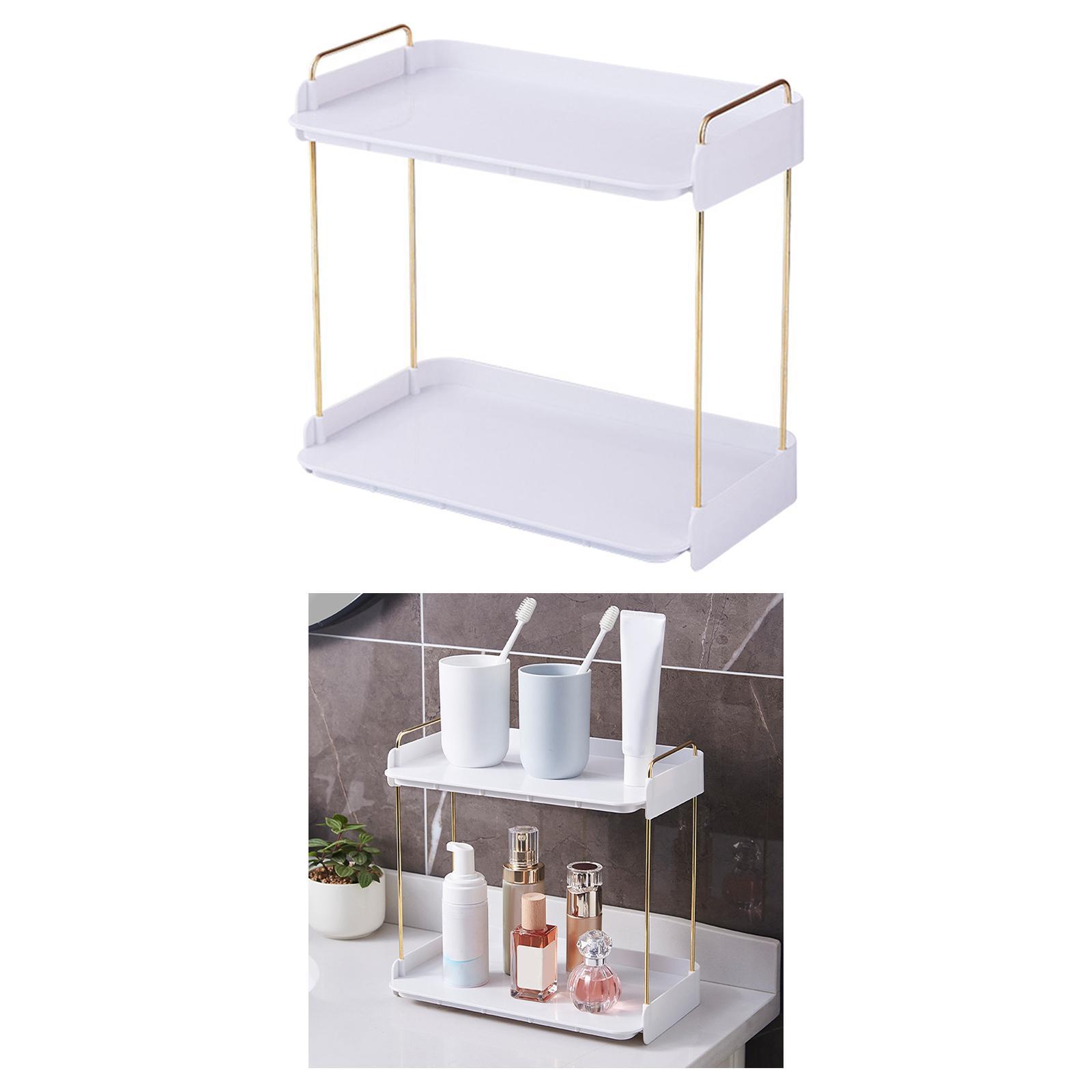 Cosmetic stand makeup shelves shower kitchen 2 Layers white