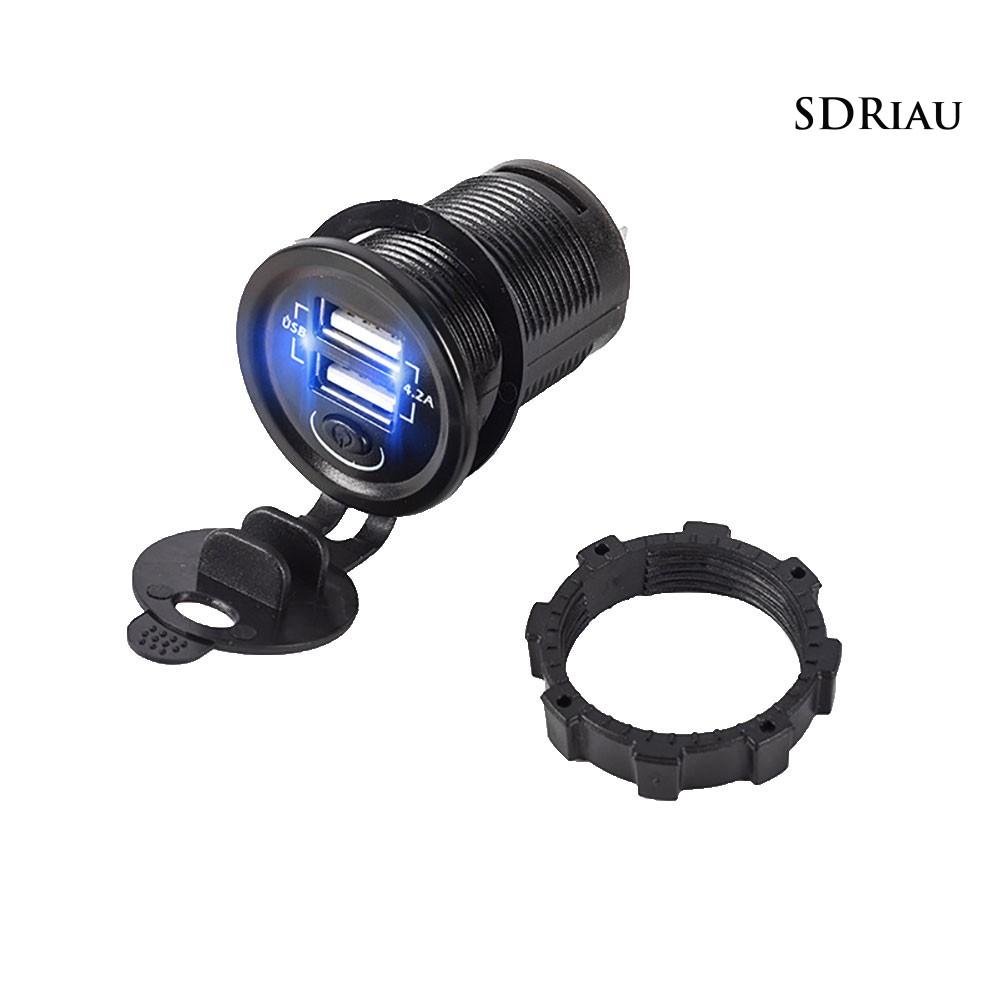 Bộ Sạc Usb Kép Qcd 12v-24v Trên Xe Hơi Có Công Tắc Tiện Dụng