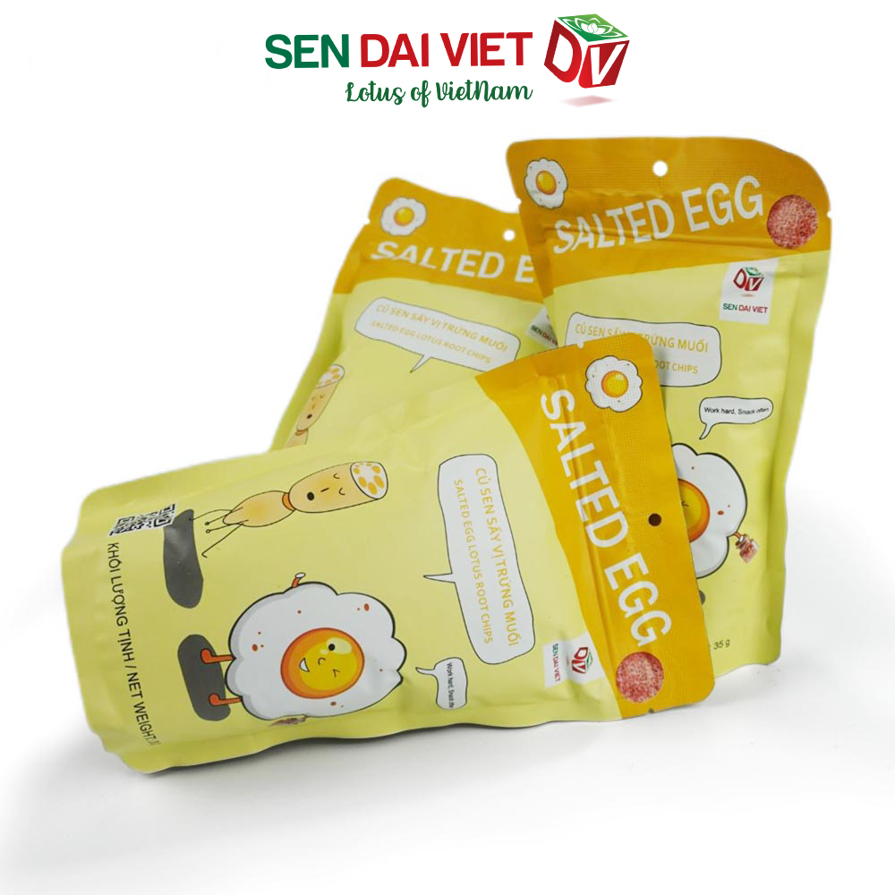 Củ Sen Sấy-Vị Nguyên vị, Trứng Muối, ĐV- Sen Đại Việt- 2 Gói- Gói 35g