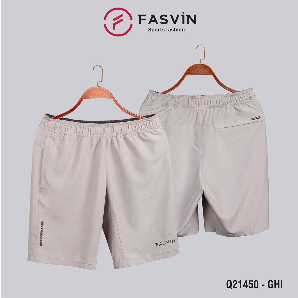 Quần Đùi Nam Fasvin Q21450.Hn Short Thể Thao Vải Gió Chun Trơn Mát Co Giãn 4 Chiều. - Ghi, Size 3