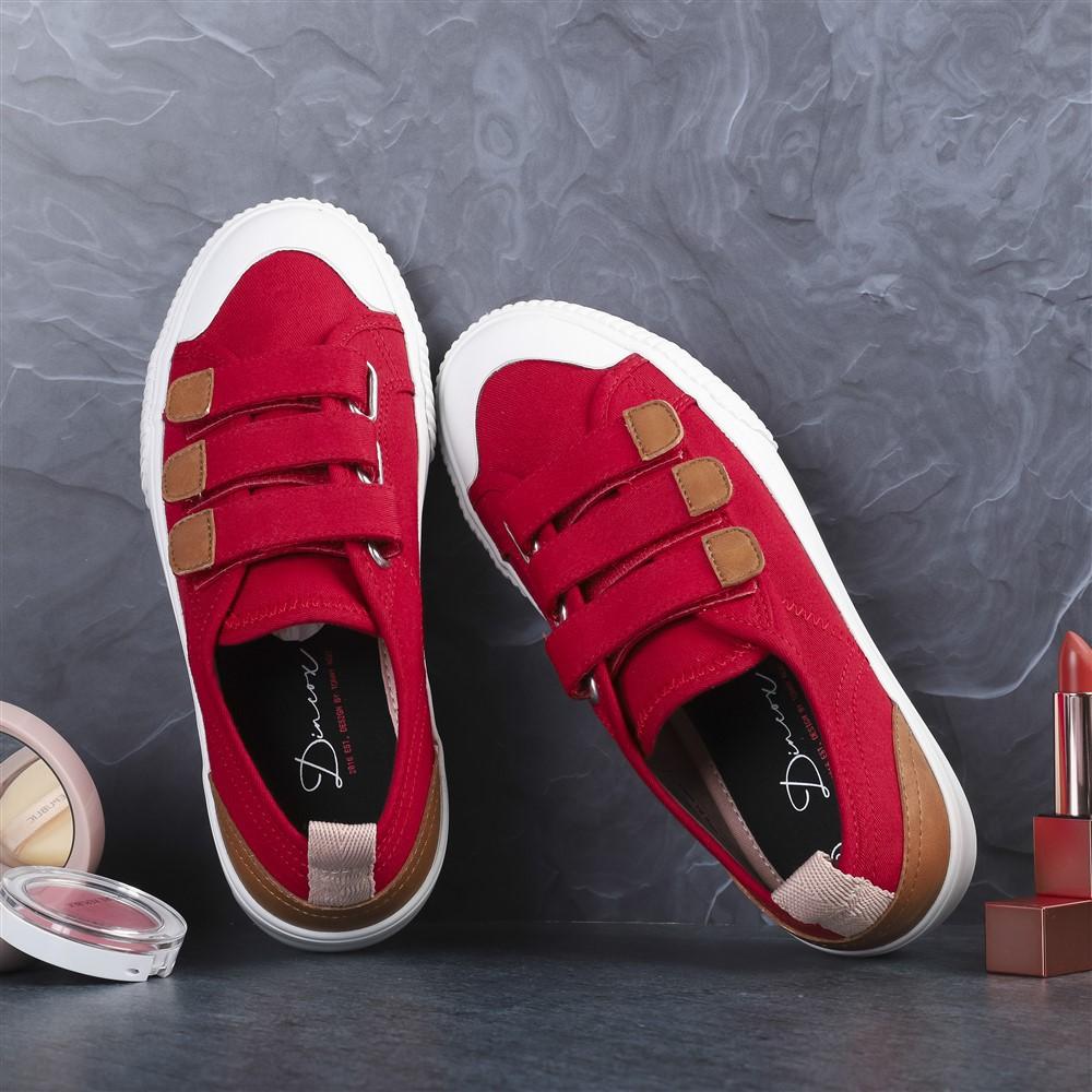 Giày Sneaker Vải Nữ DINCOX E01 Quai Dán Nữ Tính Red