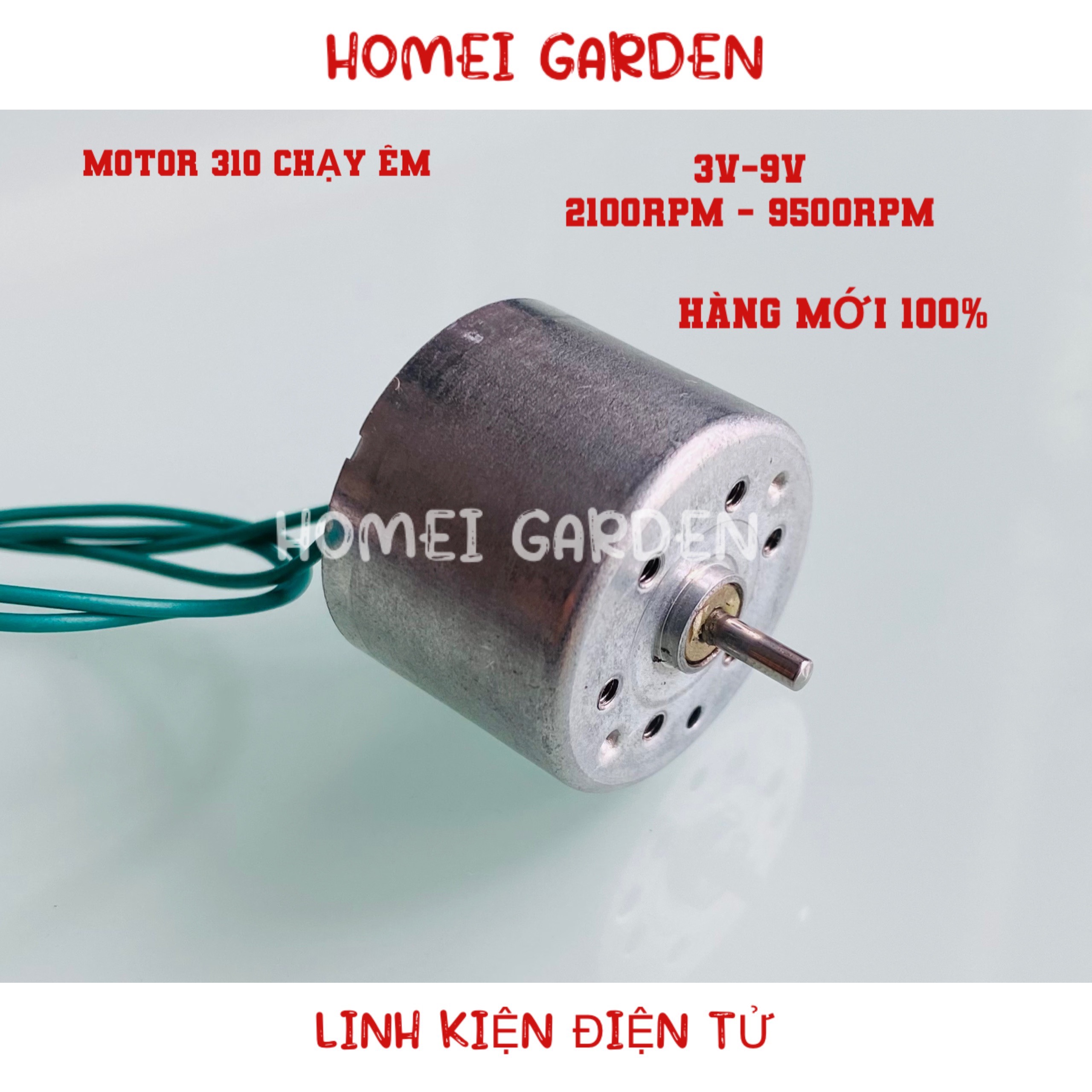 Mô tơ motor 310 3v - 9v chạy êm tốc độ 2100 - 9500 RPM thích hợp làm quạt mini, sáng đèn led - HM0162