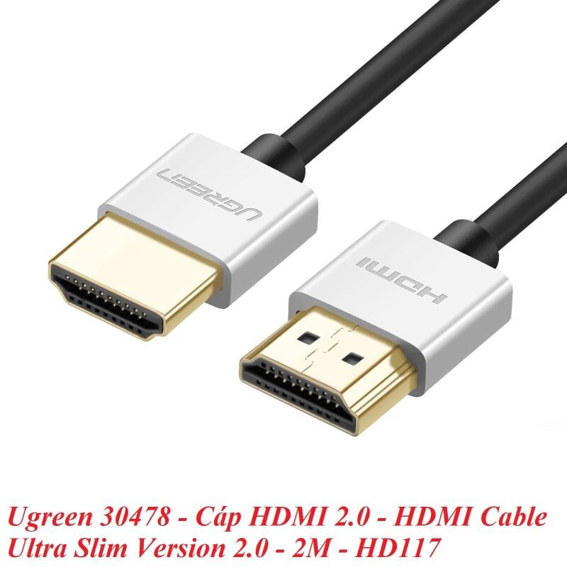 Ugreen UG30478HD117TK 2M màu Bạc Cáp tín hiệu HDMI chuẩn 2.0 sợi siêu nhỏ cao cấp - HÀNG CHÍNH HÃNG