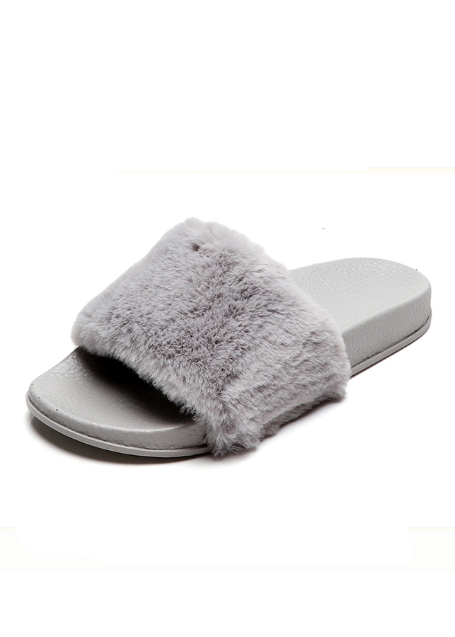 Dép Lông Nữ Mềm Mịn Trẻ Trung Cao Cấp 3Fashion - MSP 3066 - Xám