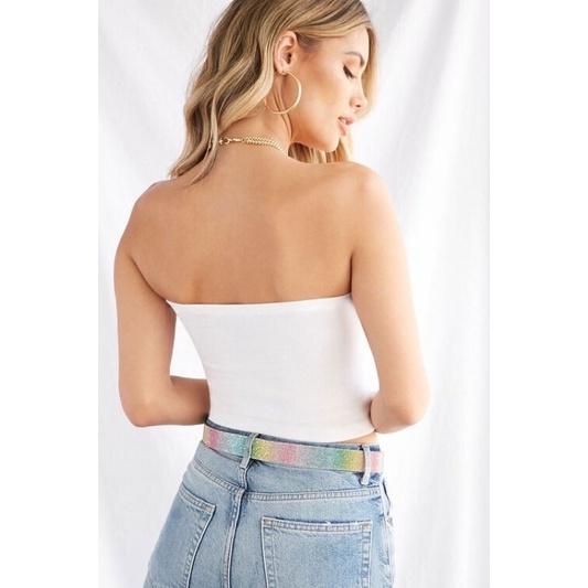 Áo ống F21 thun gân dáng crop