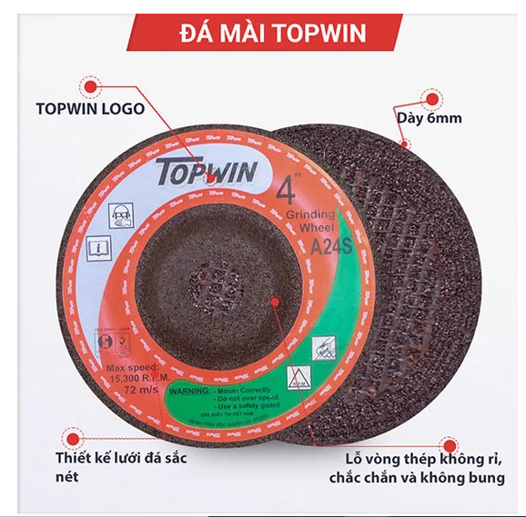 Đá Mài Topwin 100x6x16 mm Lưỡi Mài Chắc Chắn Chống Mài Mòn, Tuổi Thọ Cao Và Độ Chính Xác Hoàn Hảo | TOPWIN Official Store