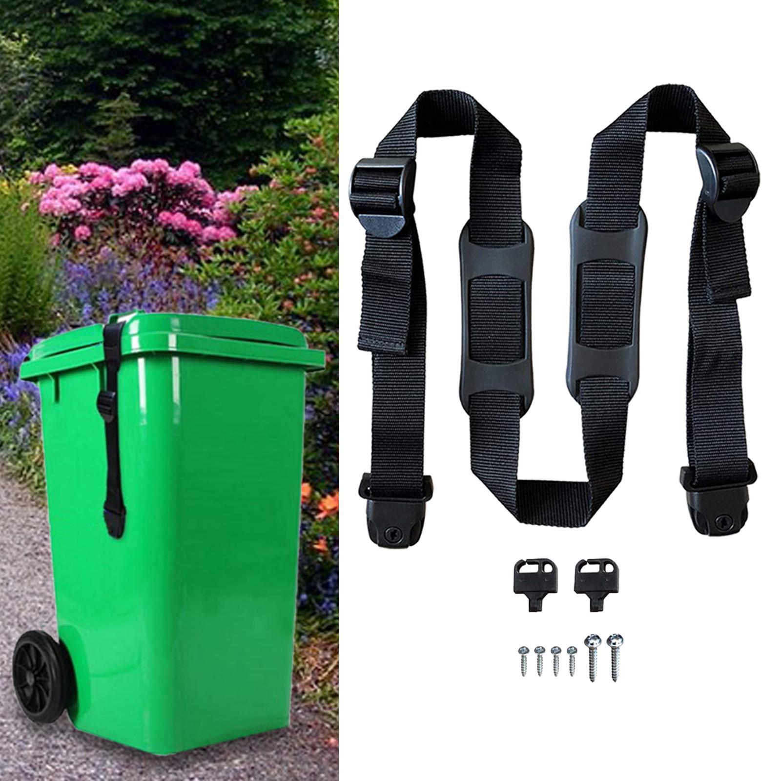 Garbage Strap Trash Can Lid Lock, Nylon Strap with Mount Screws, Dustbins Lock Strap, Garbage Can Security Strap for Outdoor Road Garbage Can