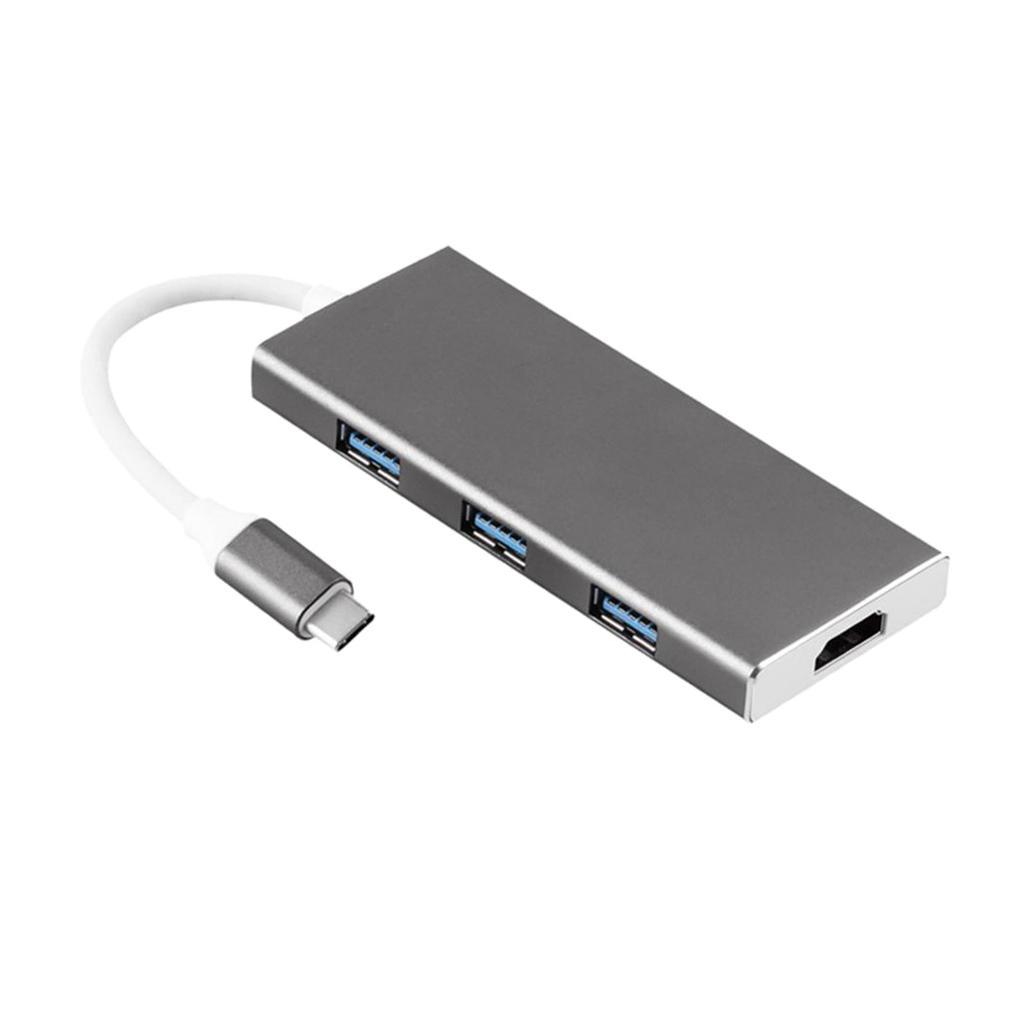 7 in 1 Type C Mult-Port USB Hub Adapter with TF Card Reader Gray