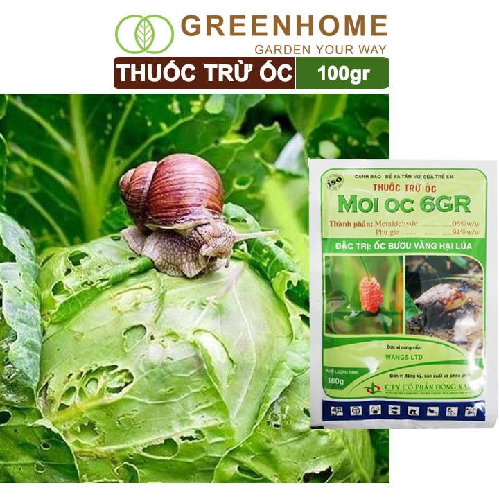 Thuốc trừ ốc Moi ốc, bao 100gr, trừ ốc sên và các loại ốc, bảo vệ cây trồng |Greenhome