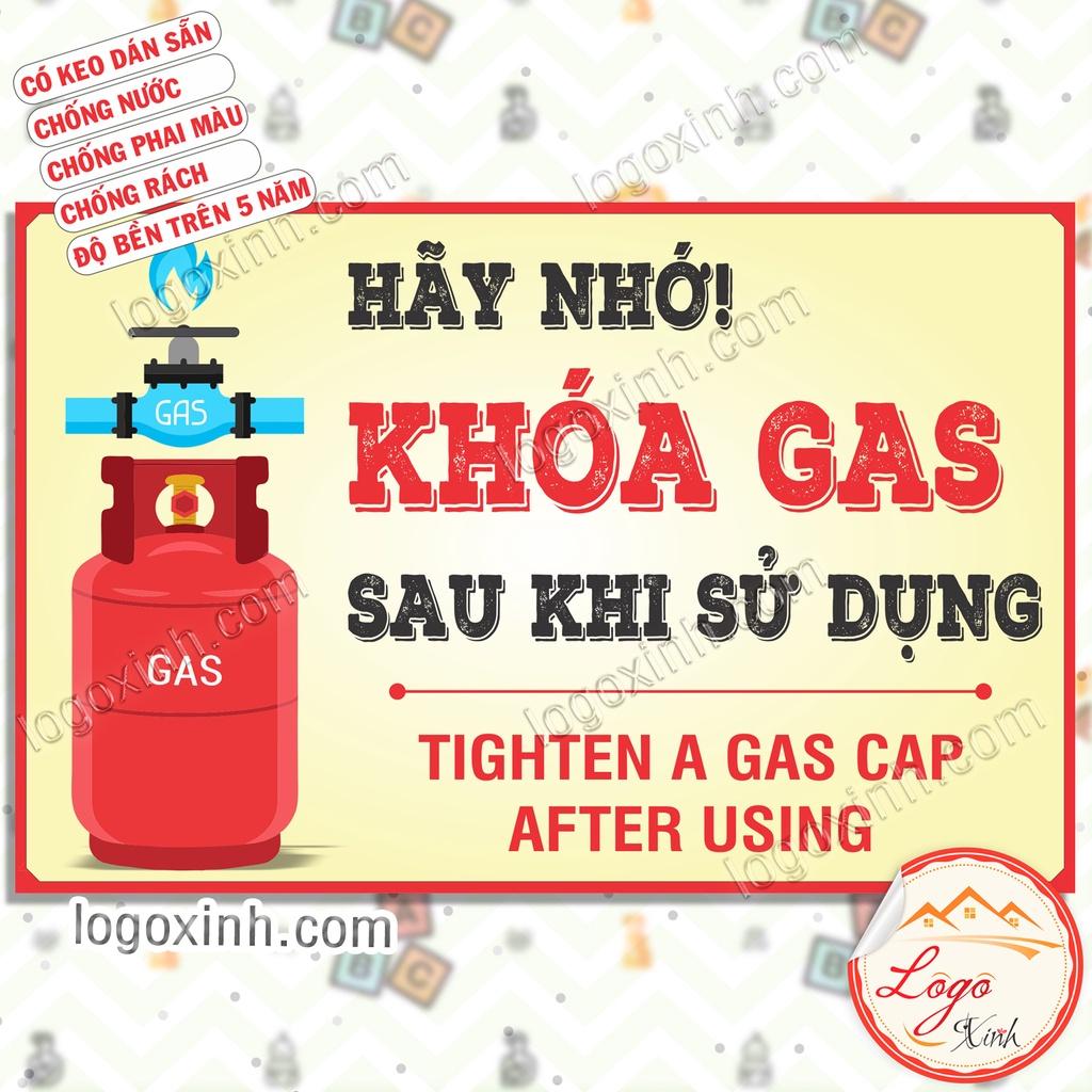 Logo Tem Sticker Nhắc Nhở Khóa Bình Ga Gas Sau Khi Sử Dụng, Đóng Van Bình Ga Đảm Bảo An Toàn, Tighten GAS Cap After Use