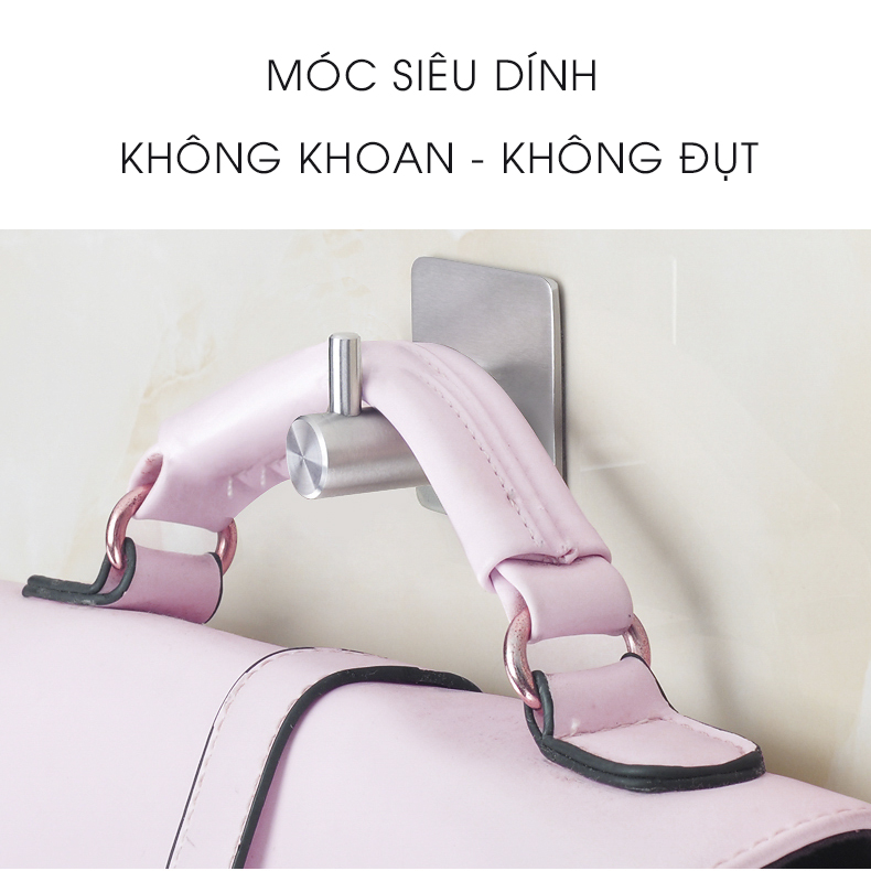 Bộ 5 Móc Treo Đồ Inox 304 Hình Trụ - Móc Dán Tường Dùng Keo Chuyên Dụng Siêu Chắc Siêu Chịu Lực