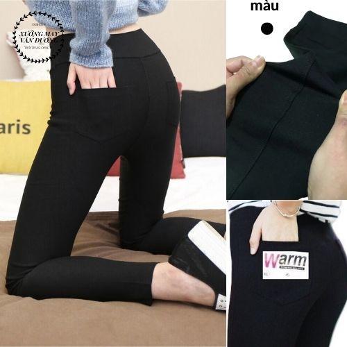 thời trang quần Legging 4 Túi Chất vải cotton co giãn cạp cao tôn dáng chân dài