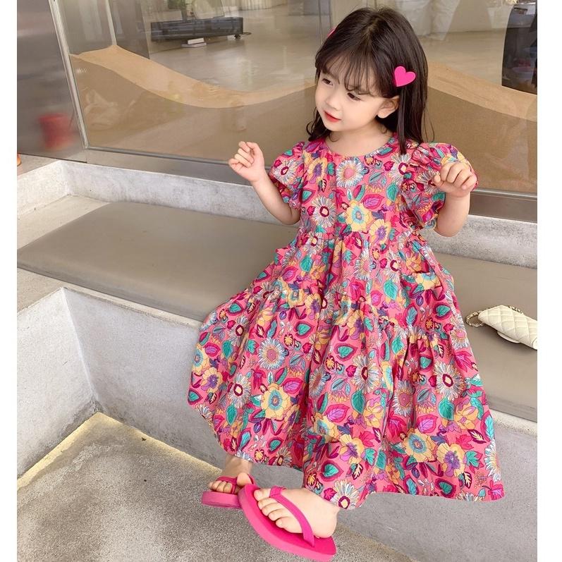 VT1 Size90-130 (12-25kg) Váy đầm cho bé gái (đầm babydoll vải thô Hàn Quốc) Thời trang trẻ Em hàng quảng châu