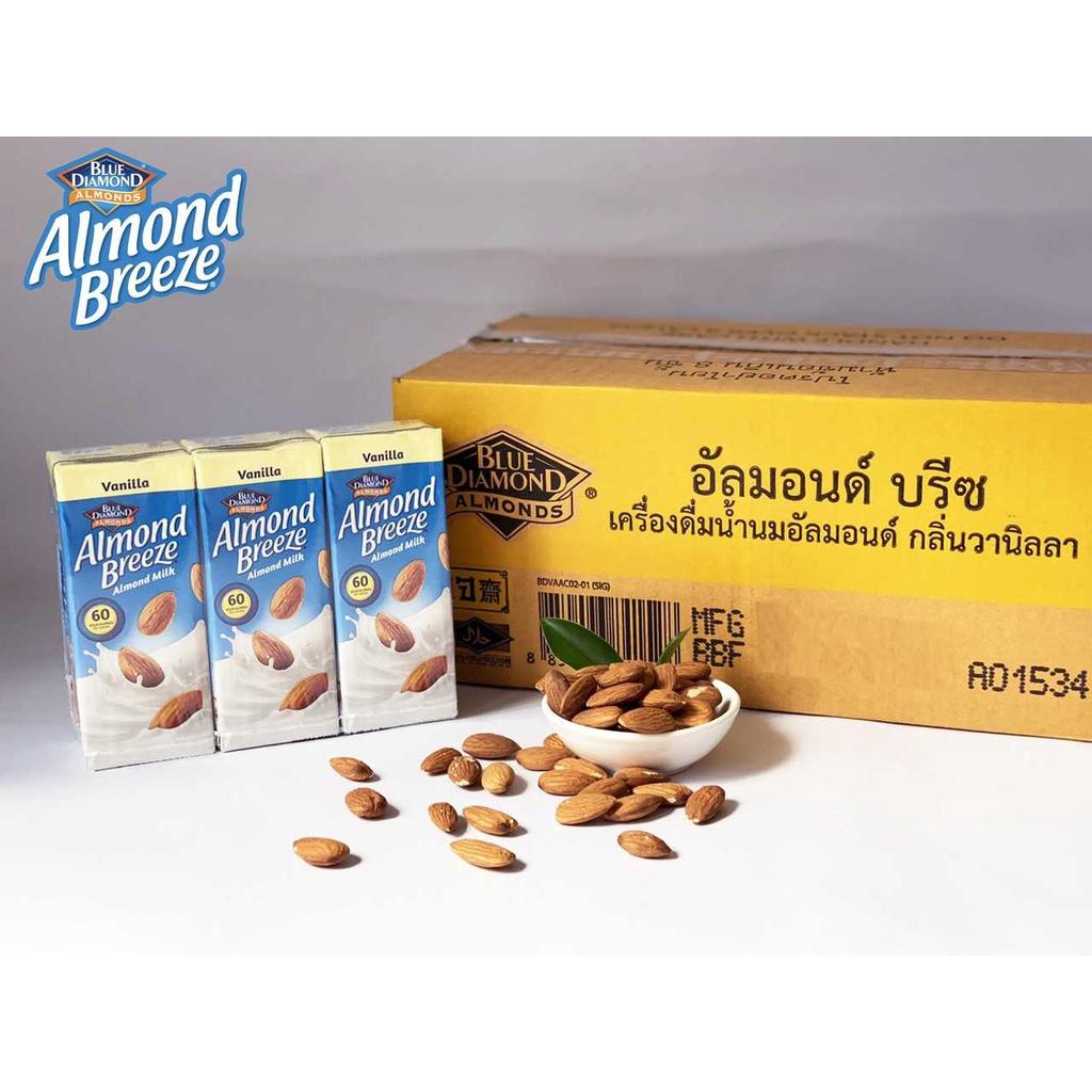 Thùng Sữa hạt hạnh nhân ALMOND BREEZE VANILLA 180ml - Sản phẩm của TẬP ĐOÀN BLUE DIAMOND MỸ - Đứng đầu về sản lượng tiêu thụ tại Mỹ