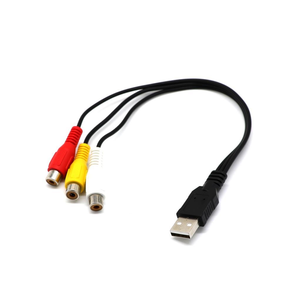 USB Male to 3RCA Female Video AV A/V Converter Cable for HDTV TV Computer