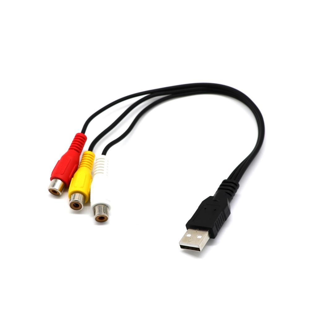 USB Male to 3 RCA female + USB Male to 3 RCA male Cable