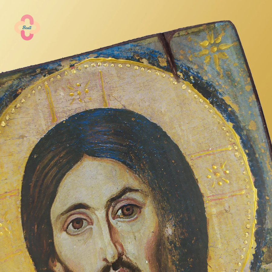 Icon Chúa Với 2 Gương Mặt Beati - Tranh Gỗ Thủ Công Rustic / Icon of Christ Pantocrator