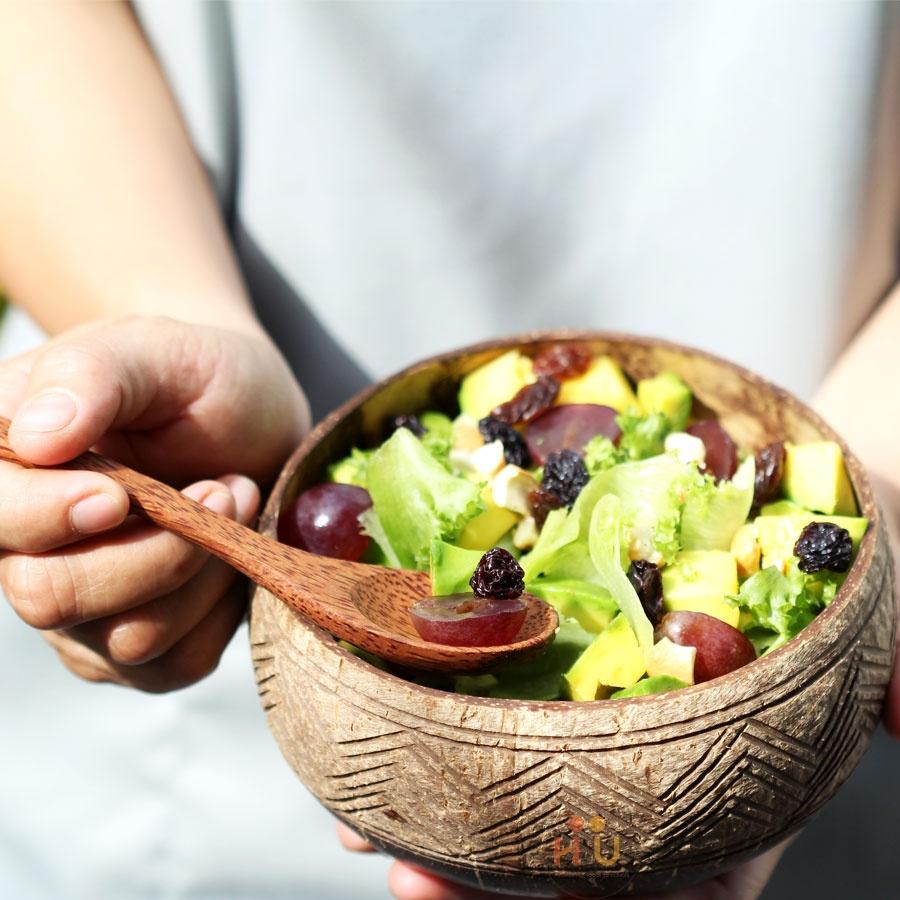 Bát gáo dừa nghệ thuật + muỗng