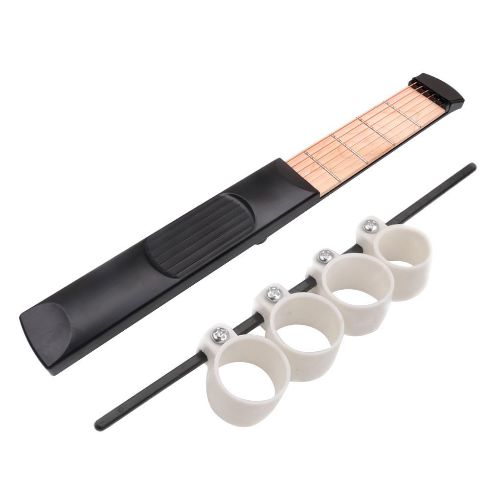 Wood 6 Frets Mini Pocket Guitar with Adjustable Finger Trainer, for Kids