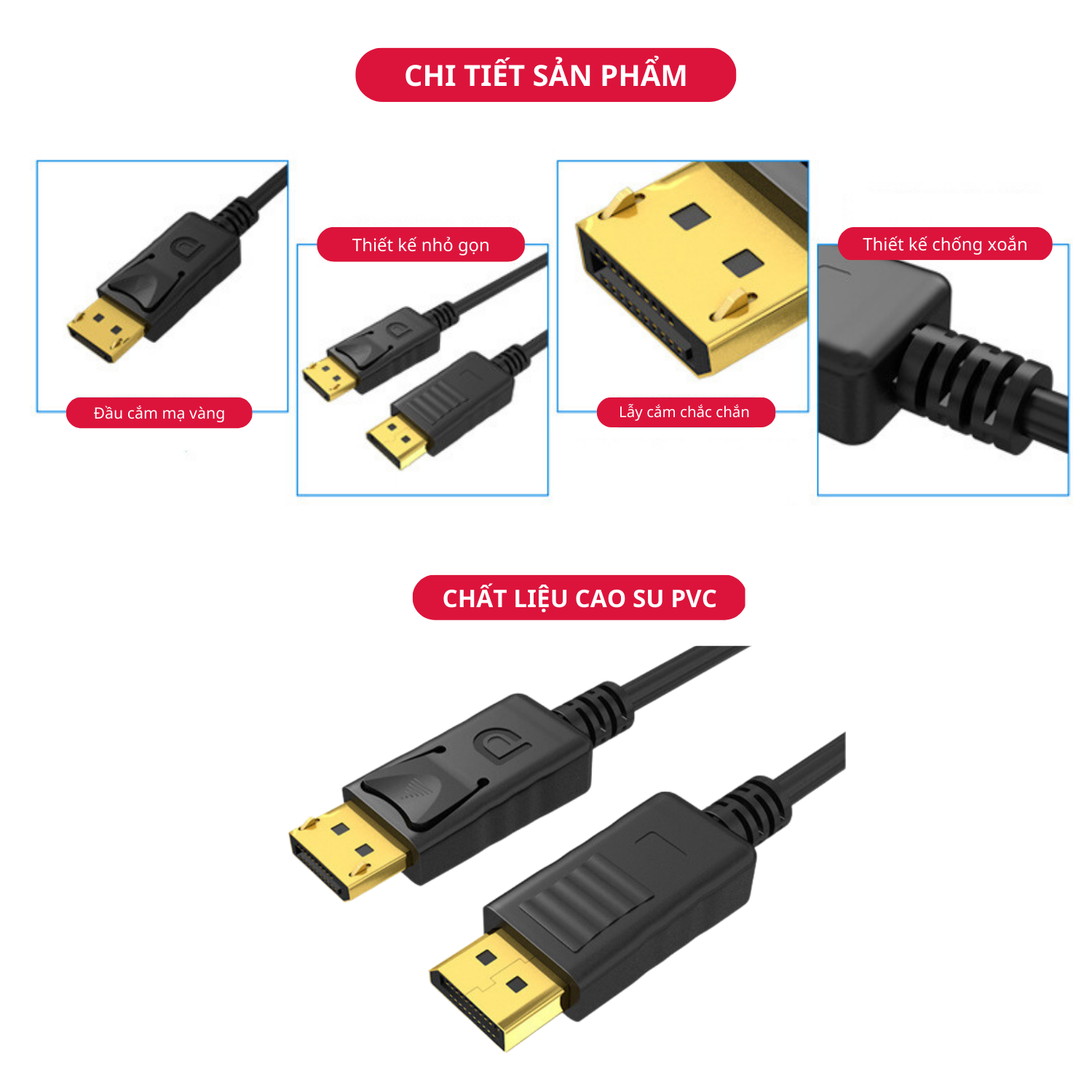 Dây Cáp Displayport 1.2 4K60Hz DP to DP Dài 1.8m - Hàng Chính Hãng Tamayoko