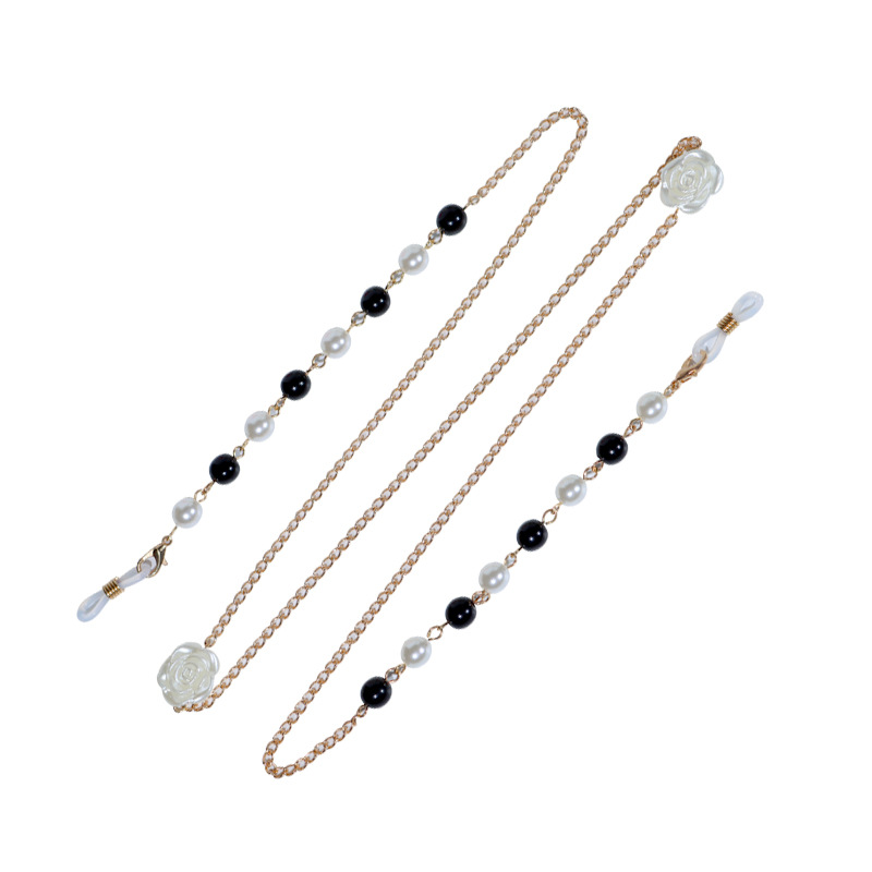 Chuỗi dây đeo kính ngọc trai sáng tạo hoa hồng dây buộc khẩu trang chống mất chuỗi treo cổ vòng cổ thời trang tiện lợi