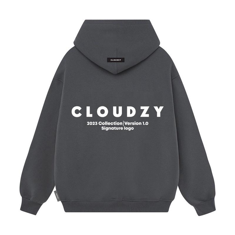 Áo hoodie nam nữ local brand unisex cặp đôi nỉ ngoại cotton form rộng có mũ xám đen dày cute zip SIGNATUTE LOGO V1