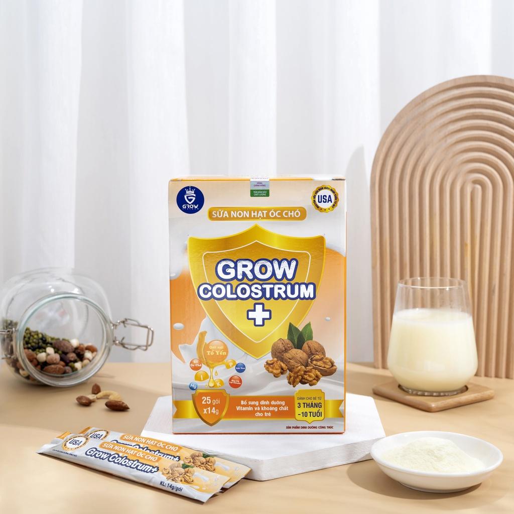 Combo 2 Hộp Sữa Non Hạt Óc Chó Grow Colostrum Hộp 25 gói x 14g Bổ Sung Trí Não,Tăng Trí Thông Minh