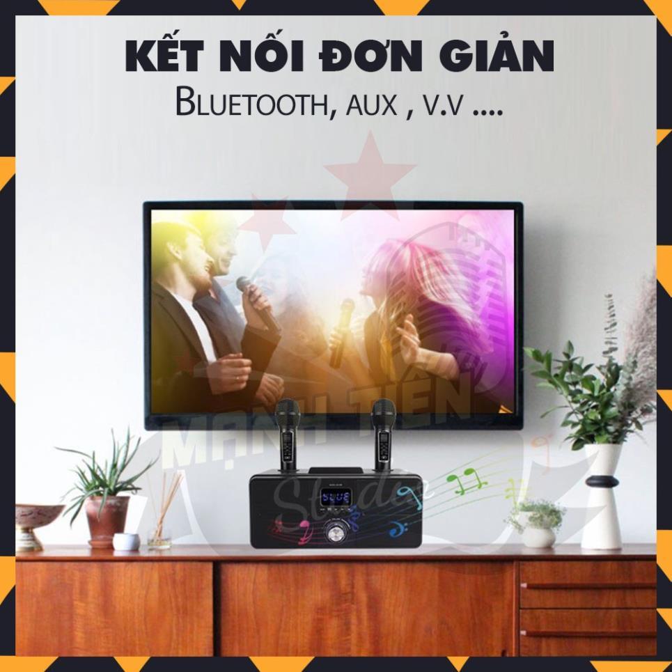 Loa Karaoke SD309 Kèm 2 Micro UHF Không Dây tích hợp bluetooth 4.0 - usb - thẻ nhớ 2 bass tái tạo âm thanh chuẩn