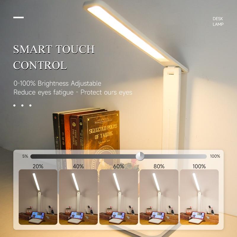 Đèn học Bảo vệ mắt Đèn bàn LED Đèn bàn học có thể gập lại Điều khiển cảm ứng 3 chế độ ánh sáng USB Có thể sạc lại Đèn ngủ di động