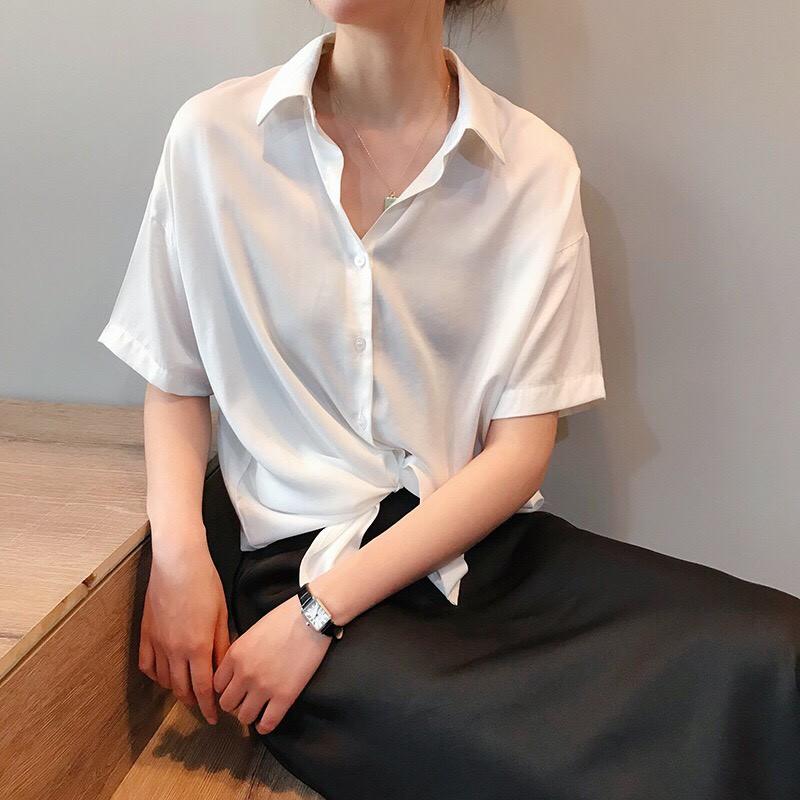 ÁO SƠ MI LỤA FORM RỘNG TAY NGẮN NGŨ SẮC
