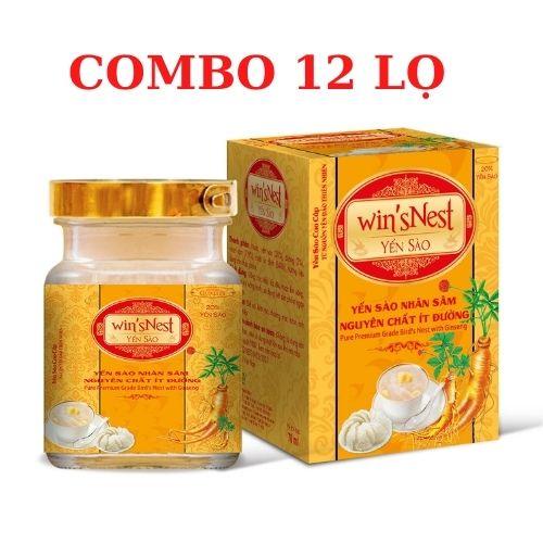 Combo 12 lọ Yến sào win'sNest Tổ yến chưng sẵn 20% nhân sâm ít đường (70ml/lọ)