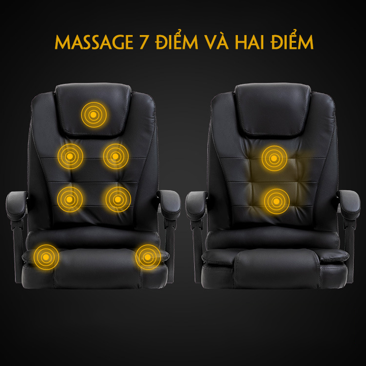 Ghế xoay văn phòng massge lưng, ghế massage lưng 5 điểm có ngả lưng, gác chân êm ái