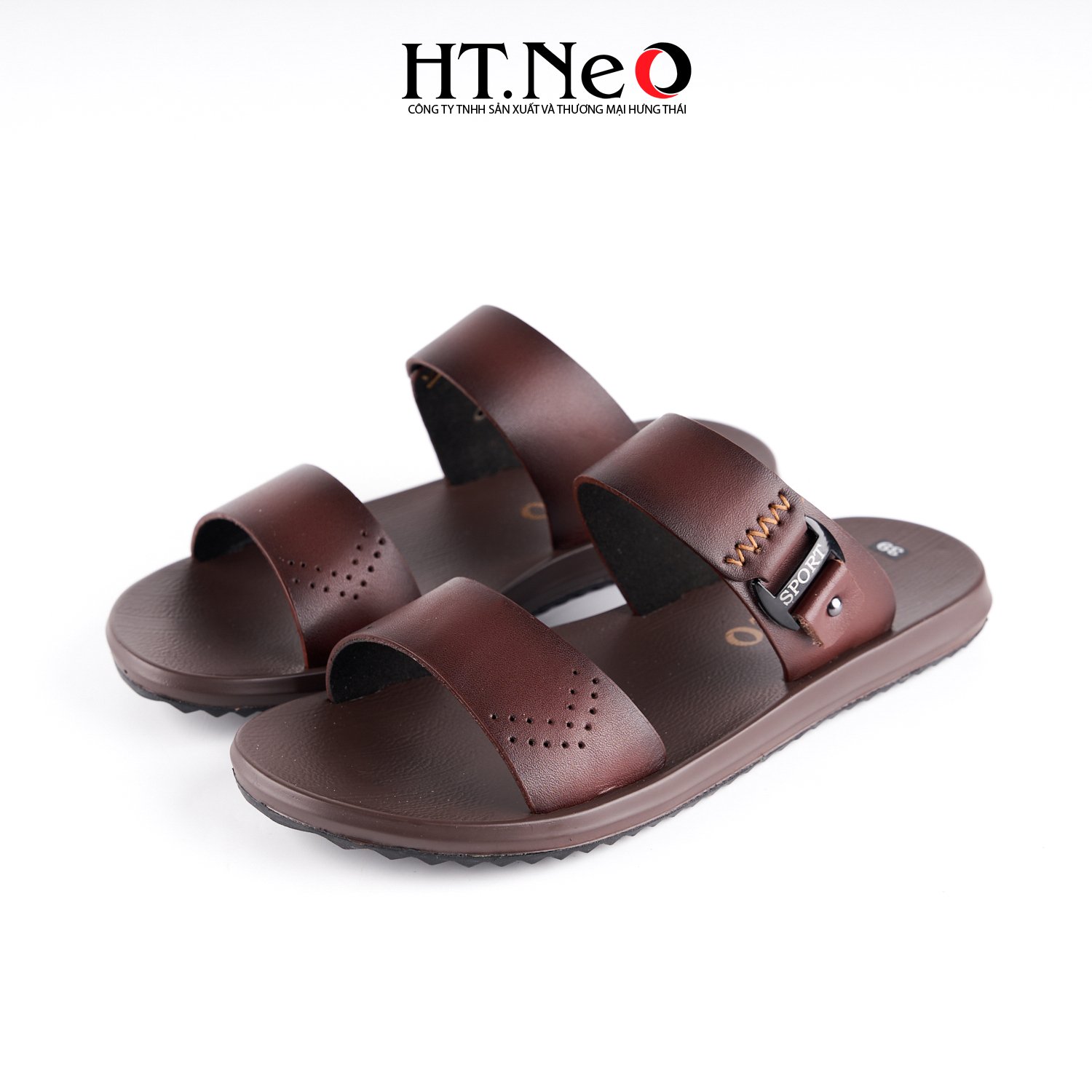 Dép Sandal Nam,dép quai ngang da bò thật cao cấp HT.NeO đế kếp hàng đế khâu SD162