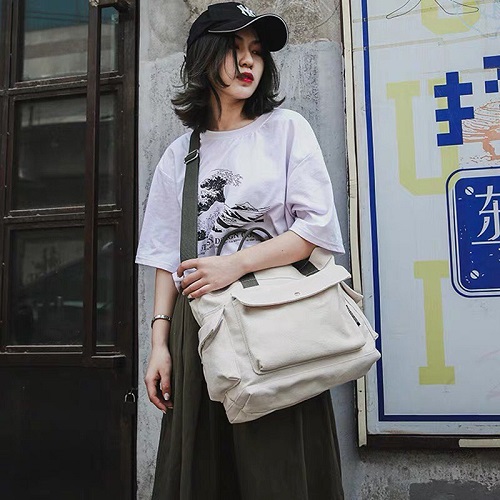 Túi Vải Canvas Nam Nữ Đeo Chéo Trơn Thời Trang Hàn Quốc GOAT MENSWEAR