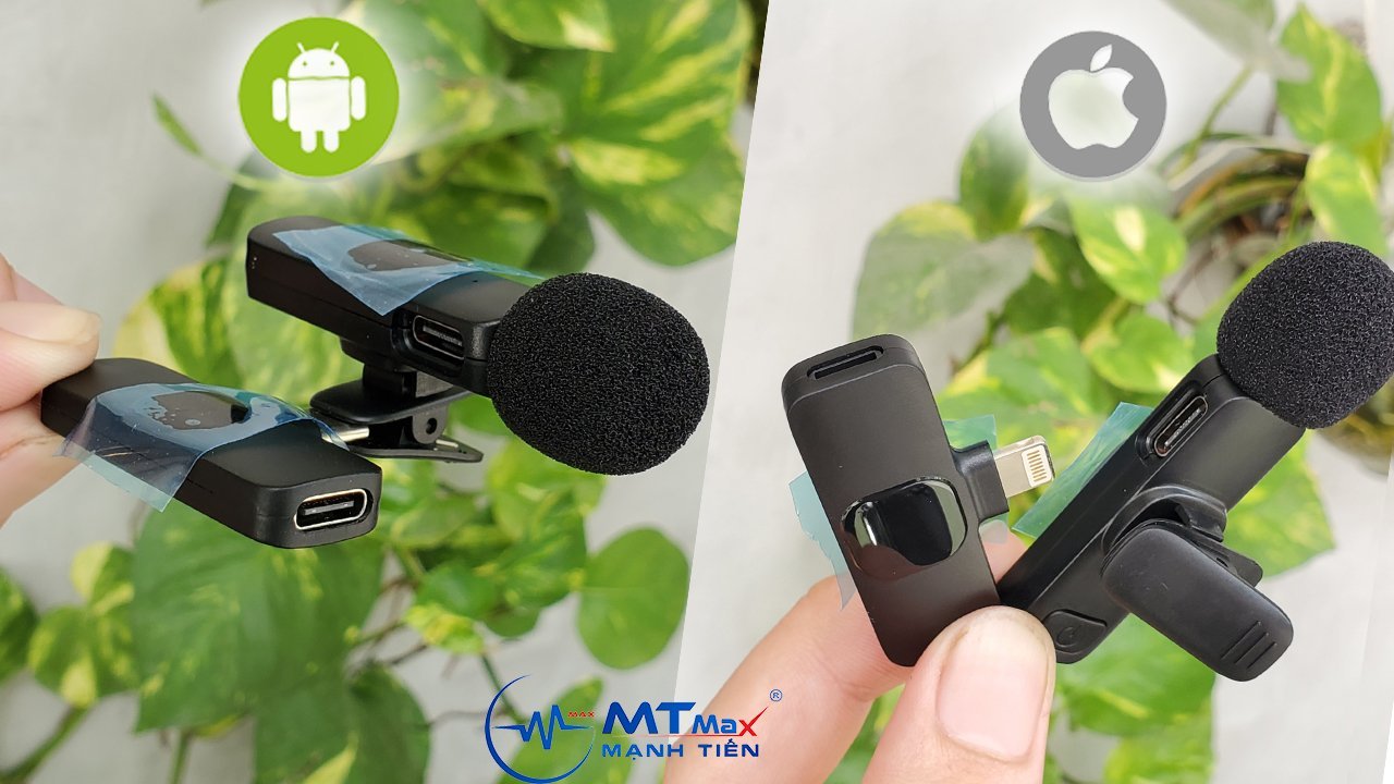 Micro không dây K9 PRO khử tiếng ồn quay video vlog review sản phẩm kết nối IOS Hoặc Type C (1 mic) micro cài áo mini cắm vào và dùng ngay hỗ trợ ghi hình video, phát trực tiếp trên tiktok, fb , quay Vlog