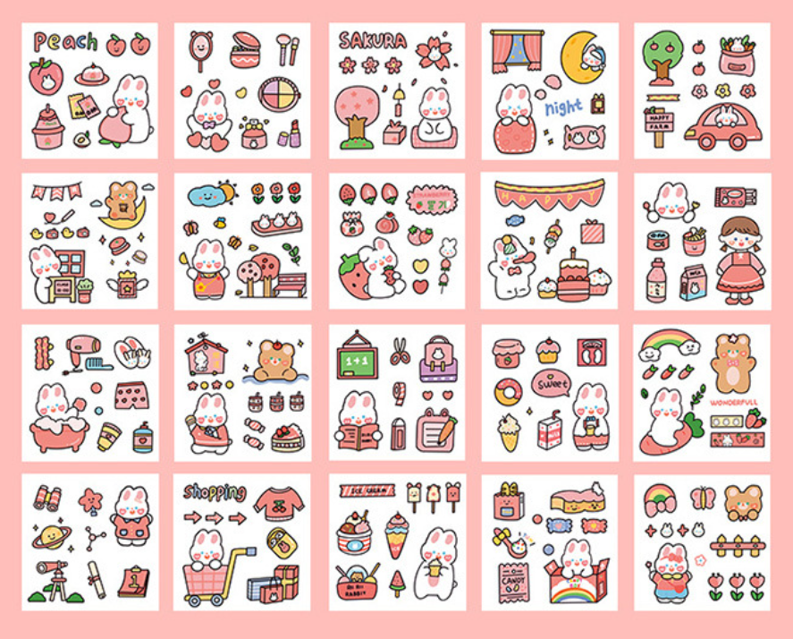 Hình dán sticker trang trí 20 tấm cute xinh dán sách vở phụ kiện chất lượng giá rẻ tặng quà học sinh