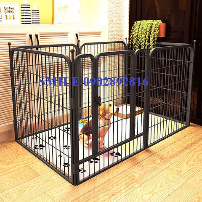 [QUÂY MỚI] Chuồng Quây Chó Lớn - Nan Ống Cao Cấp - Gồm 6 Tấm Ghép 70&amp;80cm - Trắng, Đen