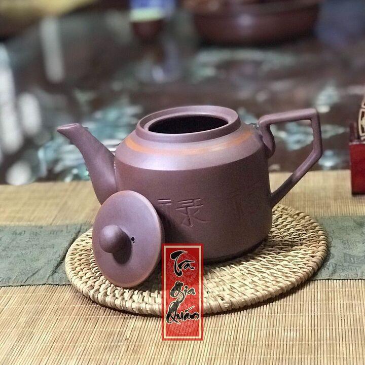 Ấm Trà Đạo Tử Sa Bát Tràng Khắc Phúc Lộc Thọ Dáng Hán Đạc Dung Tích 450ml ABTTH 11