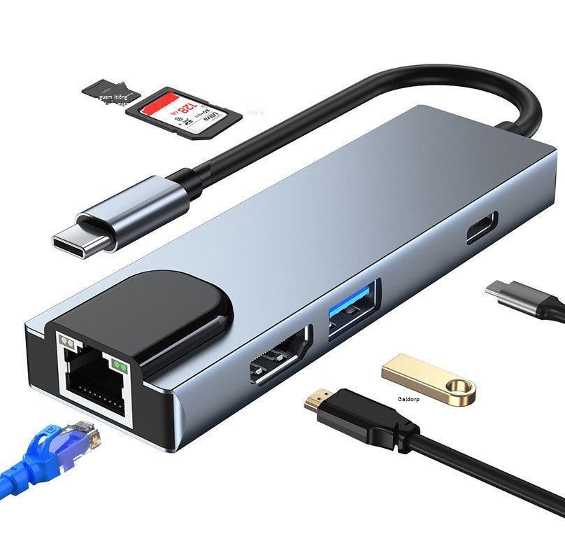 Giao hàng nhanh trạm kết nối type-c sang HDMI HUB tám trong một phù hợp cho máy tính xách tay MacBook trung tâm đọc thẻ mạng