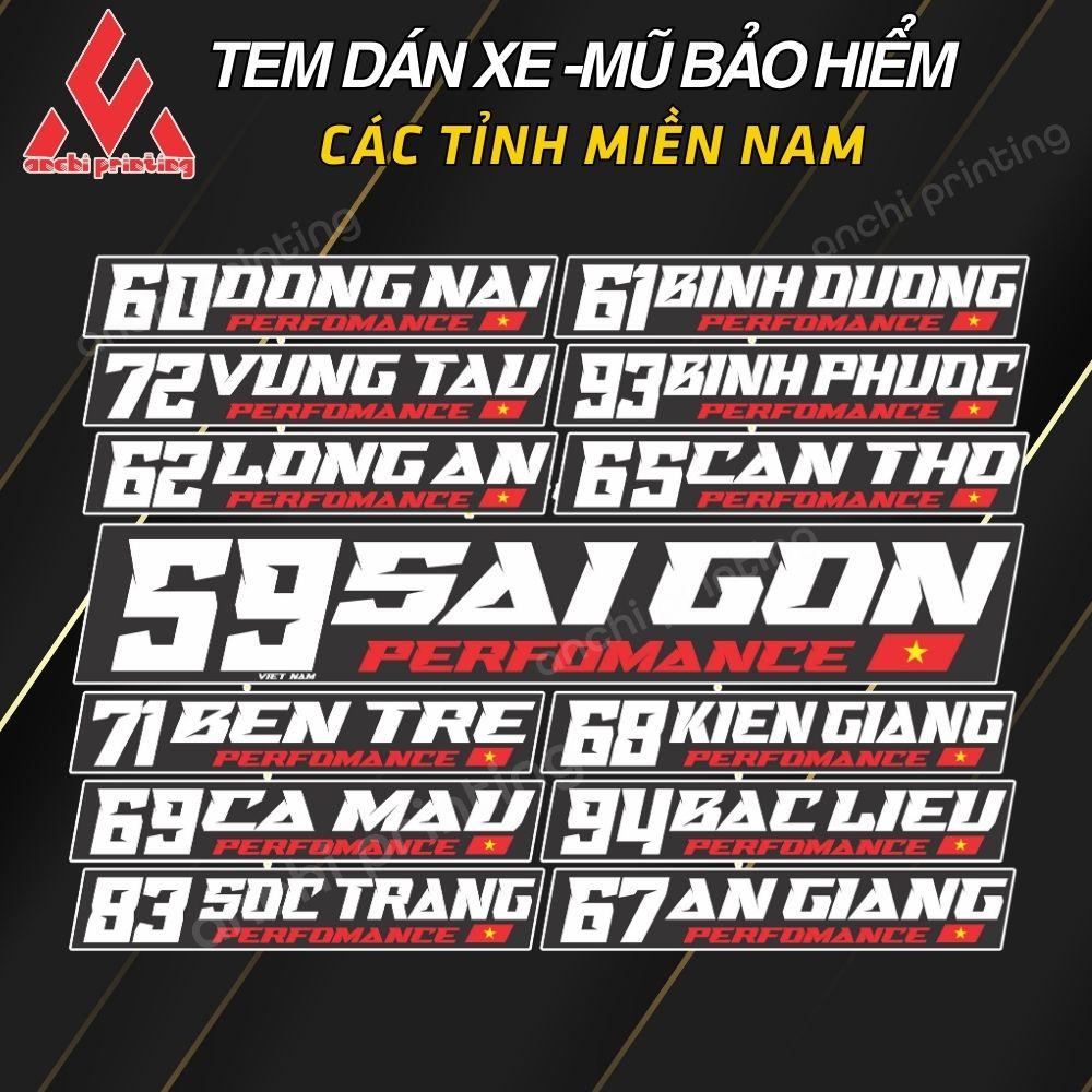 Tem dán xe, sticker dán xe 63 tỉnh thành Việt Nam, Decal cao cấp, bền màu, cắt sẵn - AMCHI PRINTING