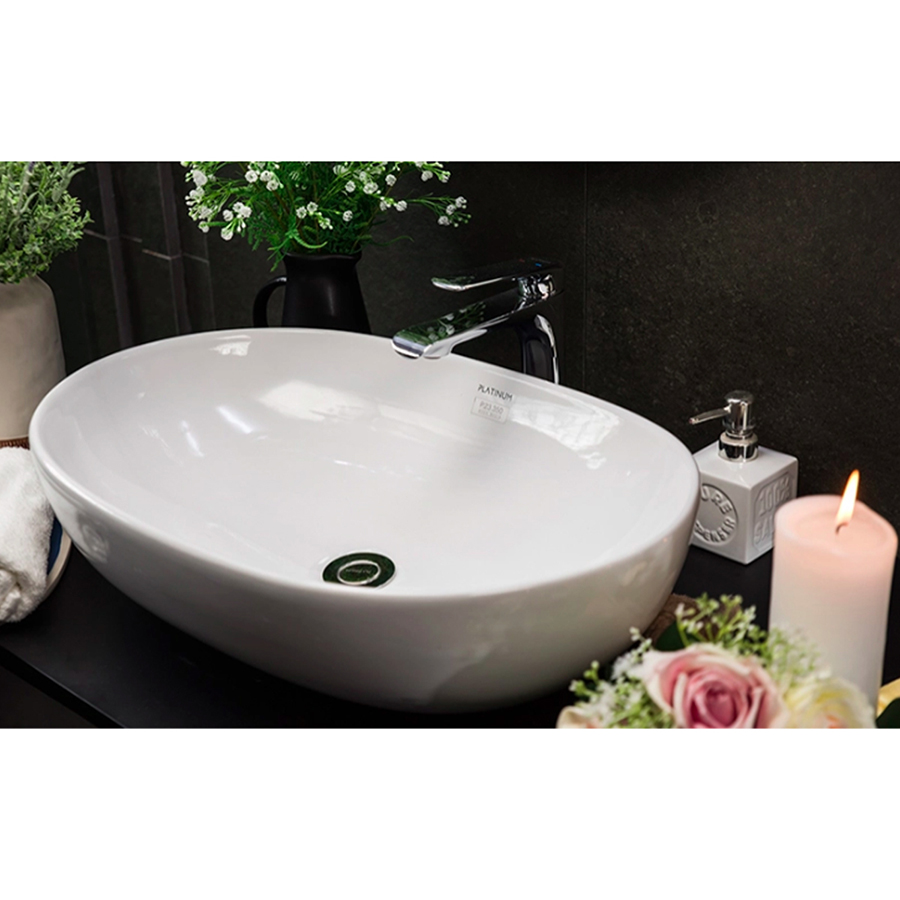 Lavabo đặt bàn Viglacera P.23.350 sứ Ceramic cao cấp, công nghệ men Nano kháng khuẩn, lòng chậu sâu, đạt chuẩn công nghệ Italia - Hoa Sen Home - Hàng chính hãng