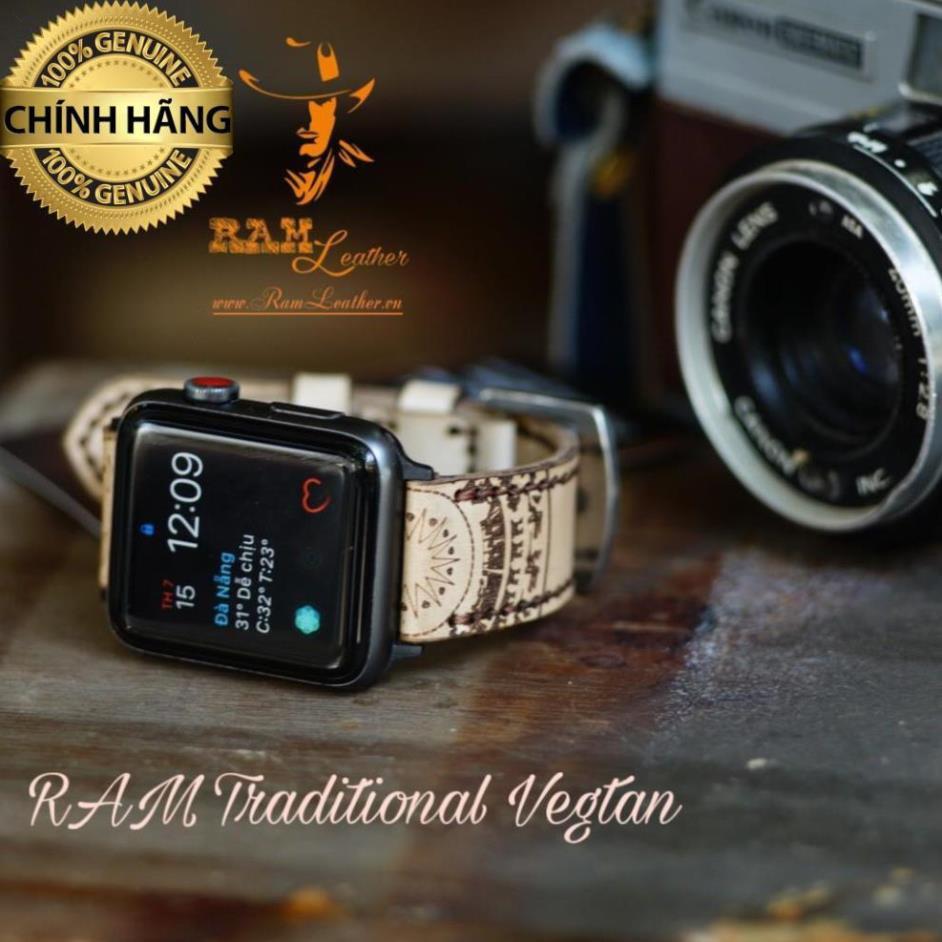 DÂY ĐỒNG HỒ DA BÒ VEGTAN THẢO MỘC HỌA TIẾT TRỐNG ĐỒNG ĐÔNG SƠN - RAM TRADITIONAL .