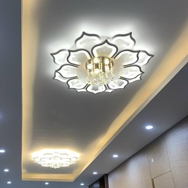 (Bảo Hành 2 Năm) Đèn Mâm Led Ốp Trần Hoa Sen 16 Cánh Trang Trí Phòng Khách,Ngủ,Spa Điểu Khiển Từ Xa Phân Tầng, Lõi Đồng