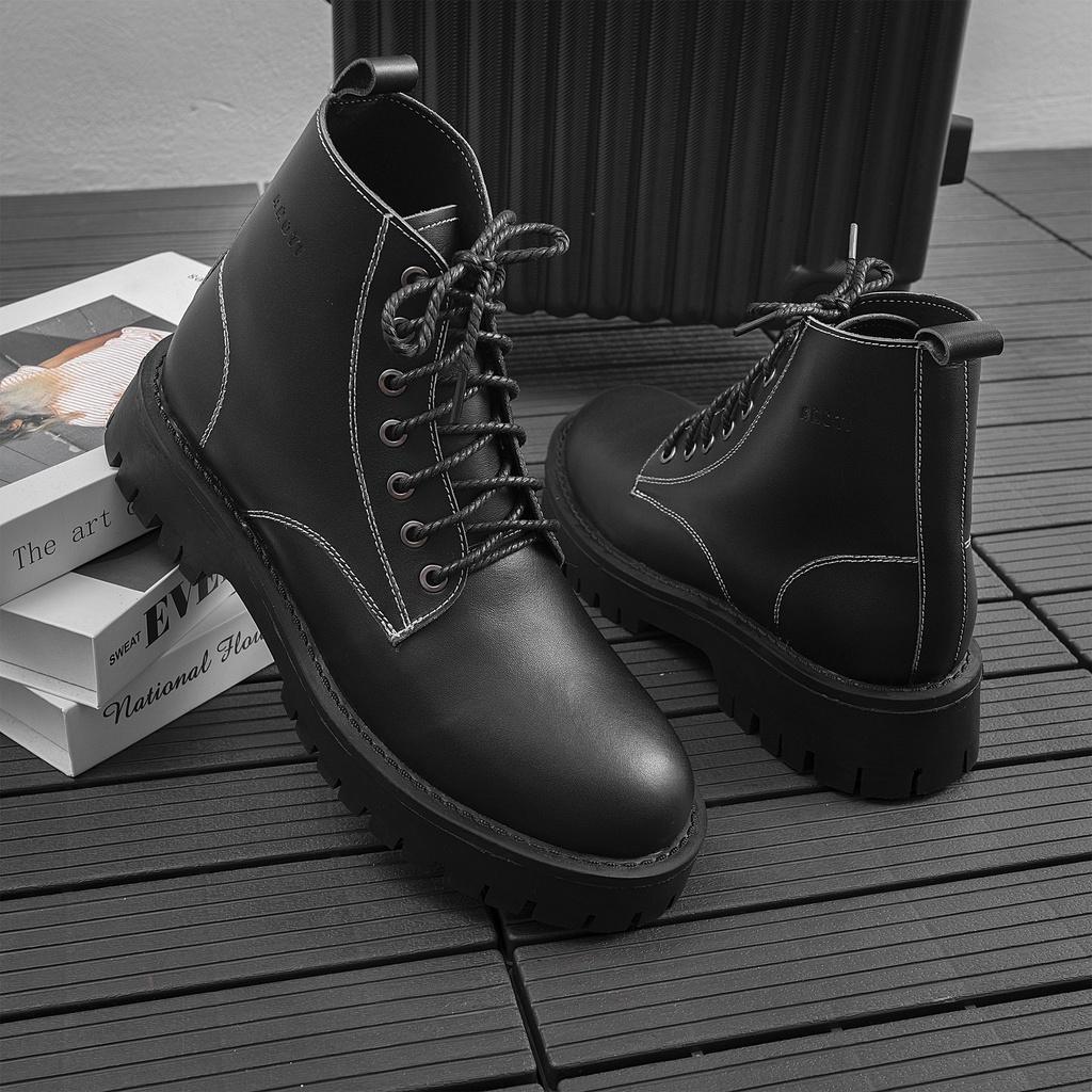 Giày Da Nam AROTI Combat Boots Zip Cao Cổ Chất Da Bò Đẹp Cao Cấp,Đế Khâu Chắc Chắn, Tăng Chiều Cao 5cm Đủ size G610-N