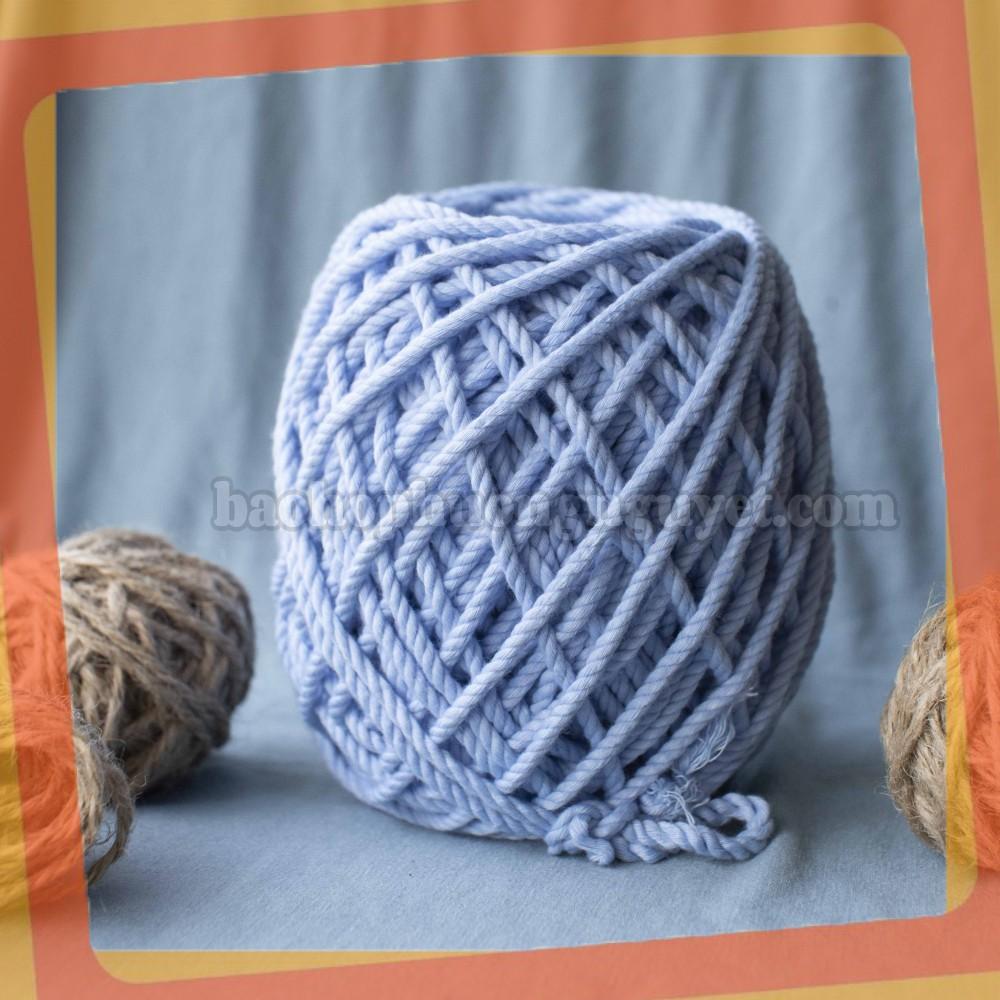 Dây thừng cotton làm handmade, macrame, decor màu xanh đại dương size 3mm