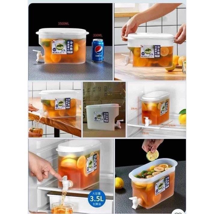 Thùng đựng nước có vòi để tủ lạnh, thùng đựng nước uống nước trái cây 3.5 lít cao cấp
