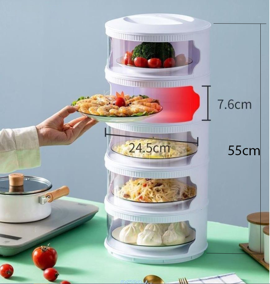Lồng bàn giữ nhiệt 5 tầng đa năng - lồng bàn giữ nhiệt thực phẩm - hộp đựng đồ ăn chống bụi, côn trùng - lồng bàn đậy thức ăn giữ nhiệt nhiều tầng - hộp đựng thức ăn